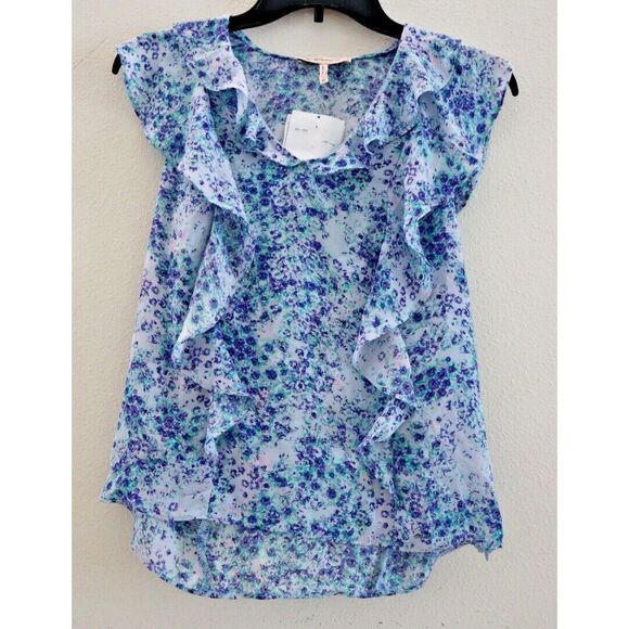 BCBGeneration Women's Sz XS Floral Print Woven Flutter Sleeve Top Blouse $68 - Picture 1 of 13
